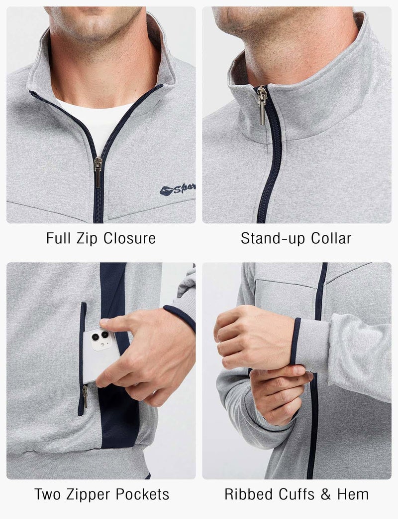 Rdruko Men's Tracksuit Sweatsuits 2 Piece Set Athletic Jogging Gym Activewear Sweat Track Suits Sets(Grey,US XL) - Image 3